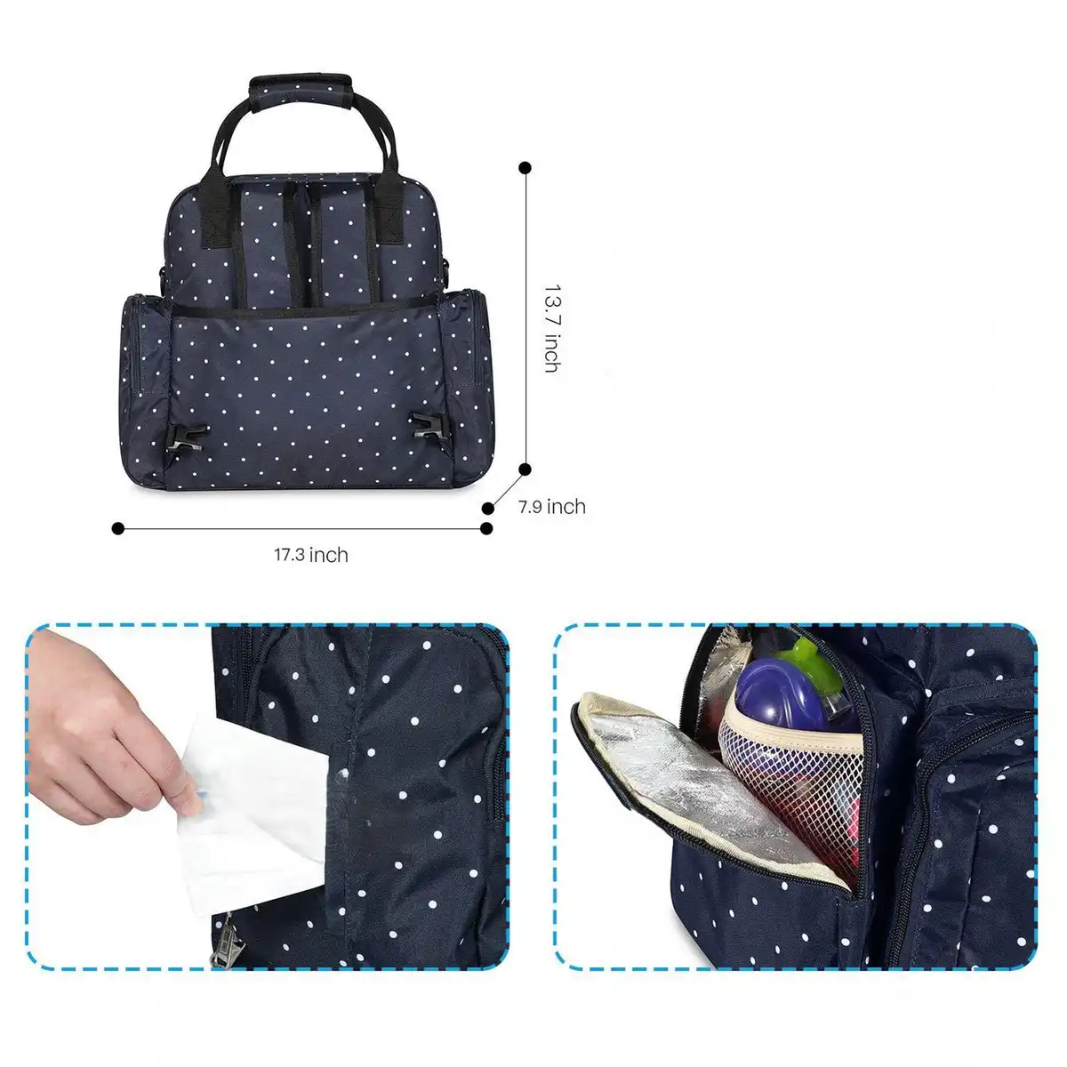 Mummy Backpack Diaper Bag with Changing Pad product detail view