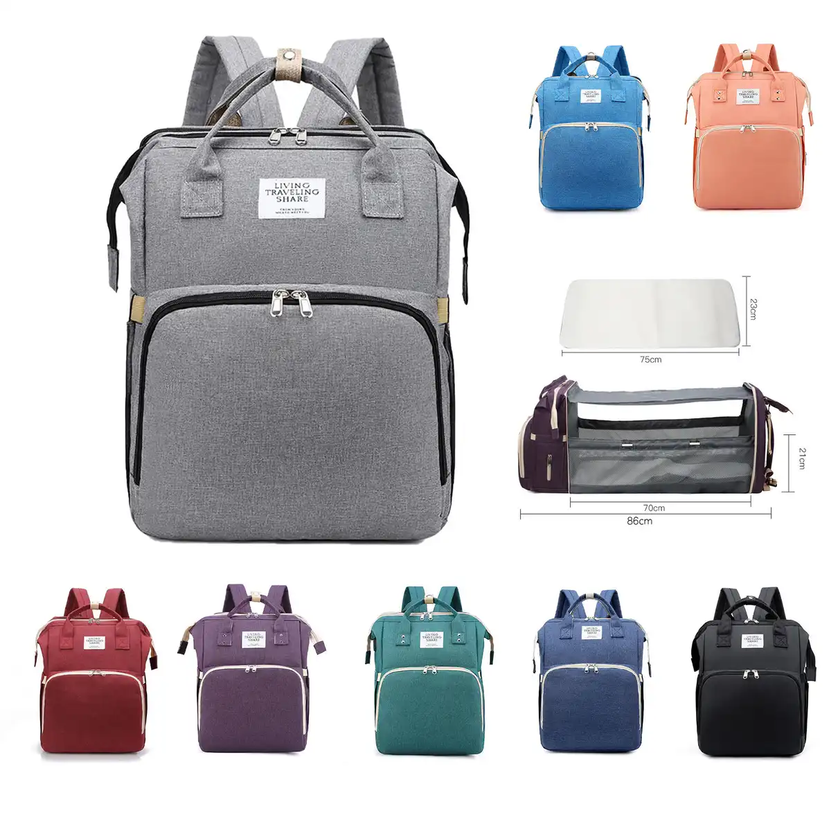 Travel Diaper Backpack with Changing Station