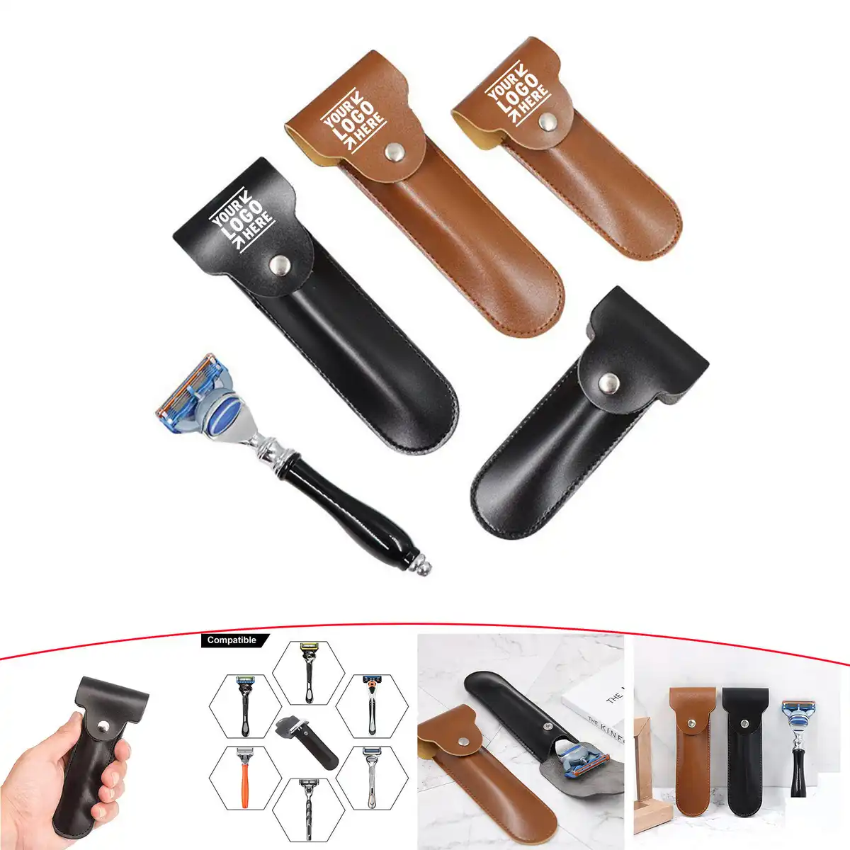 Premium Leather Razor Travel Case