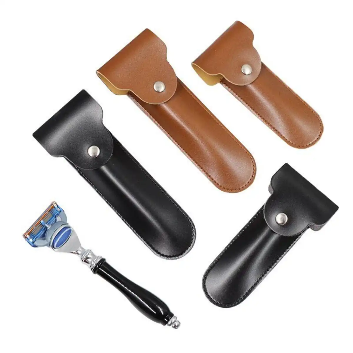 Premium Leather Razor Travel Case alternate product angle