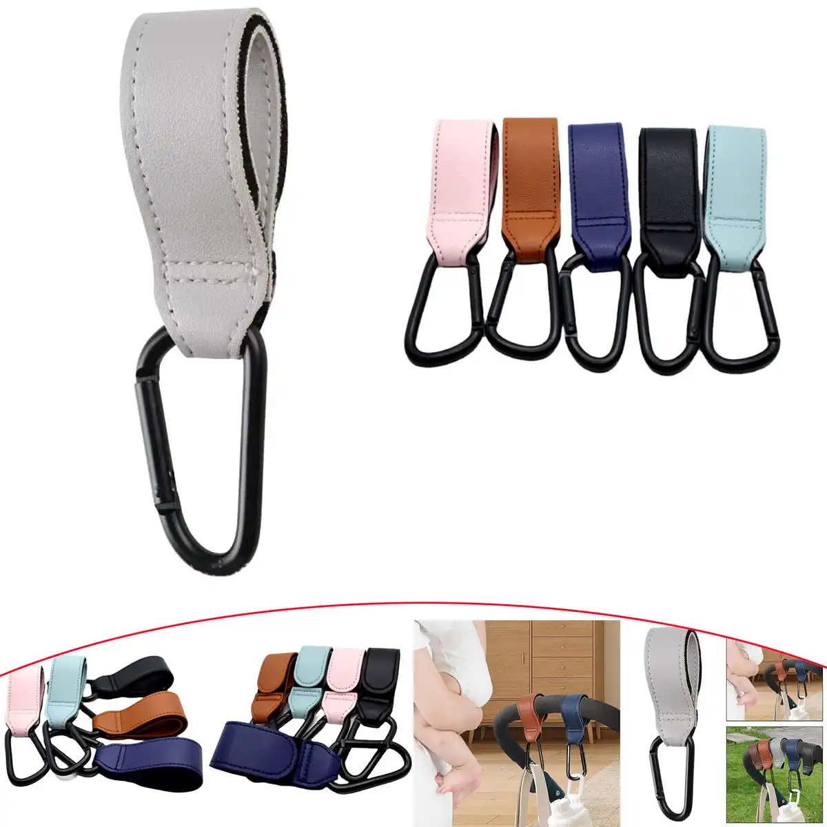 PU Stroller Hook with Velcro Strap product detail view