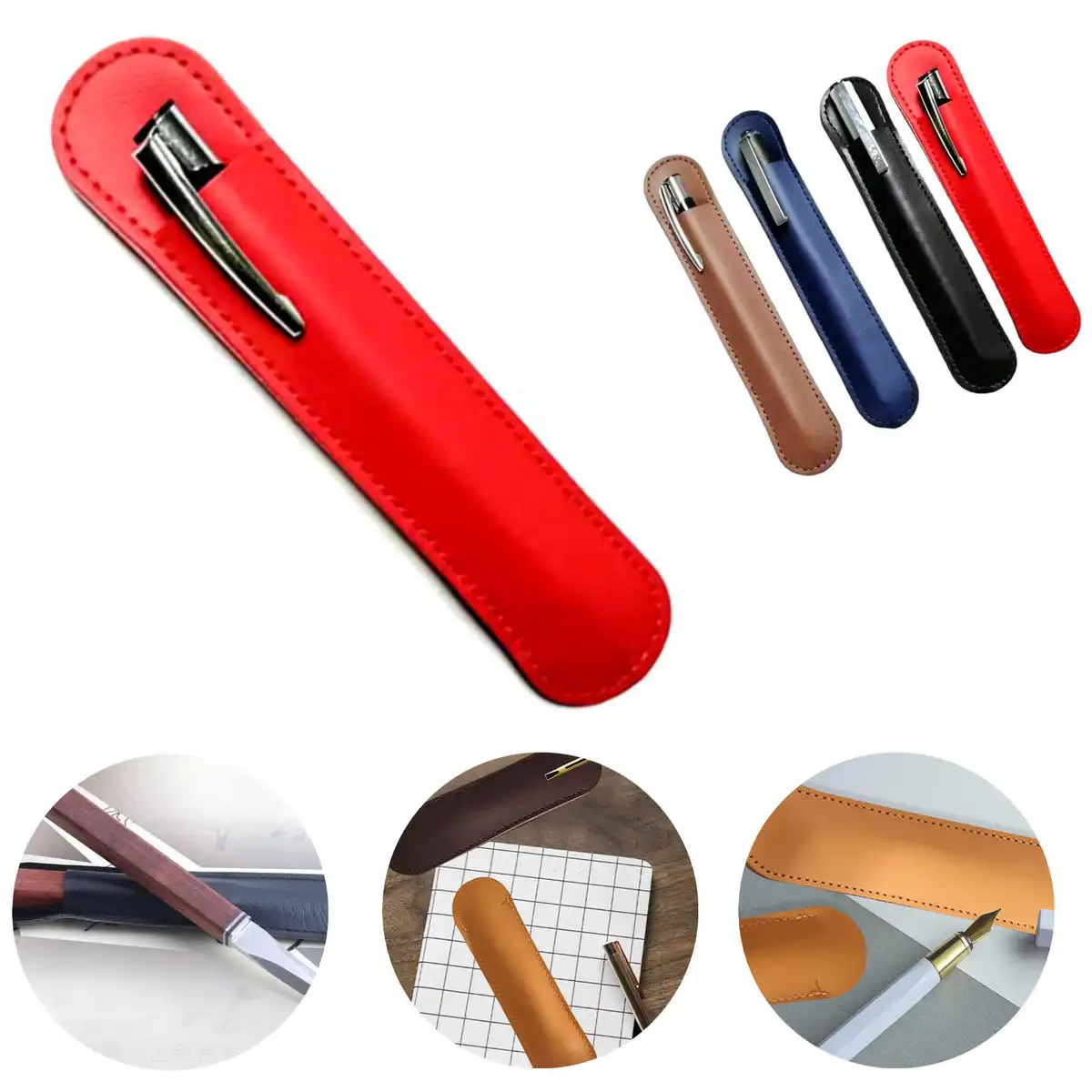 Cowhide Pen Sleeve Holder product detail view