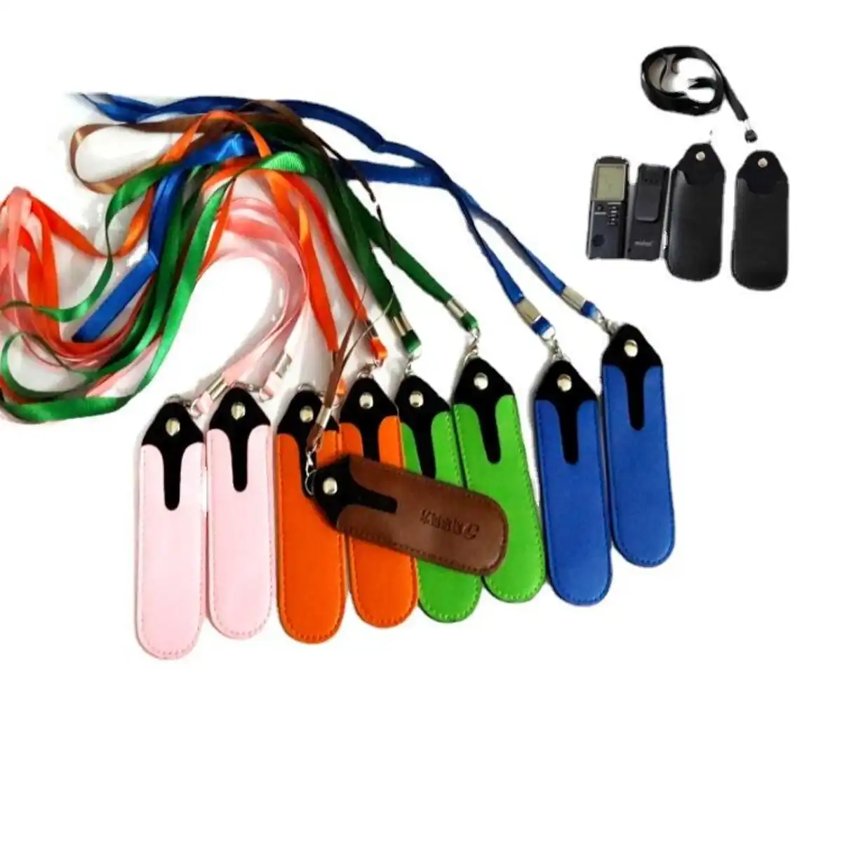 Faux Leather Pouch Necklace Lanyard product detail view