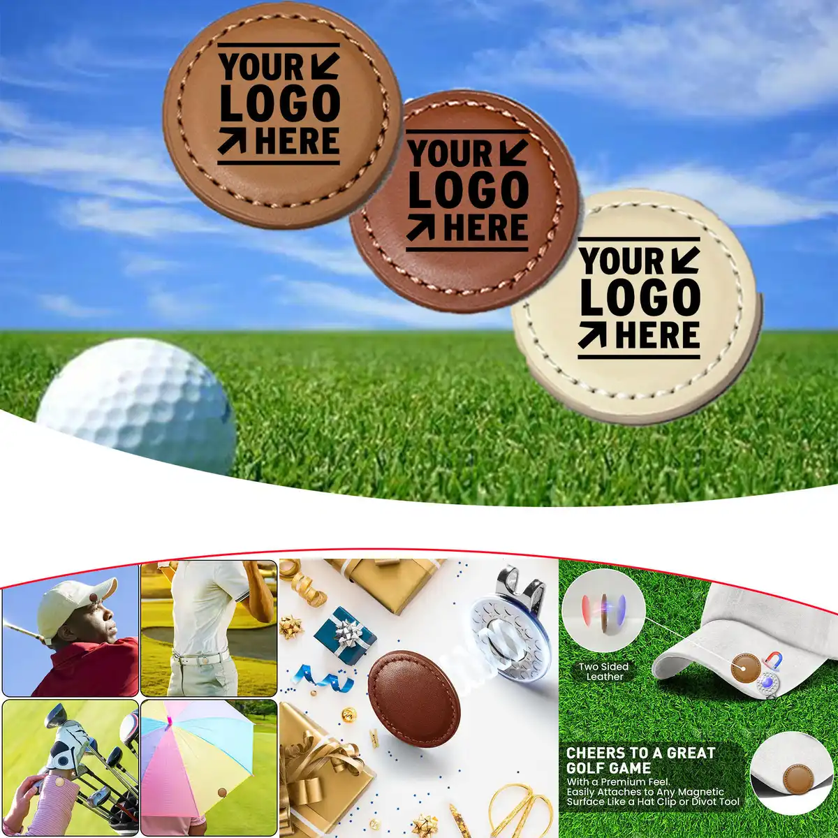 Magnetic Leather Golf Ball Markers