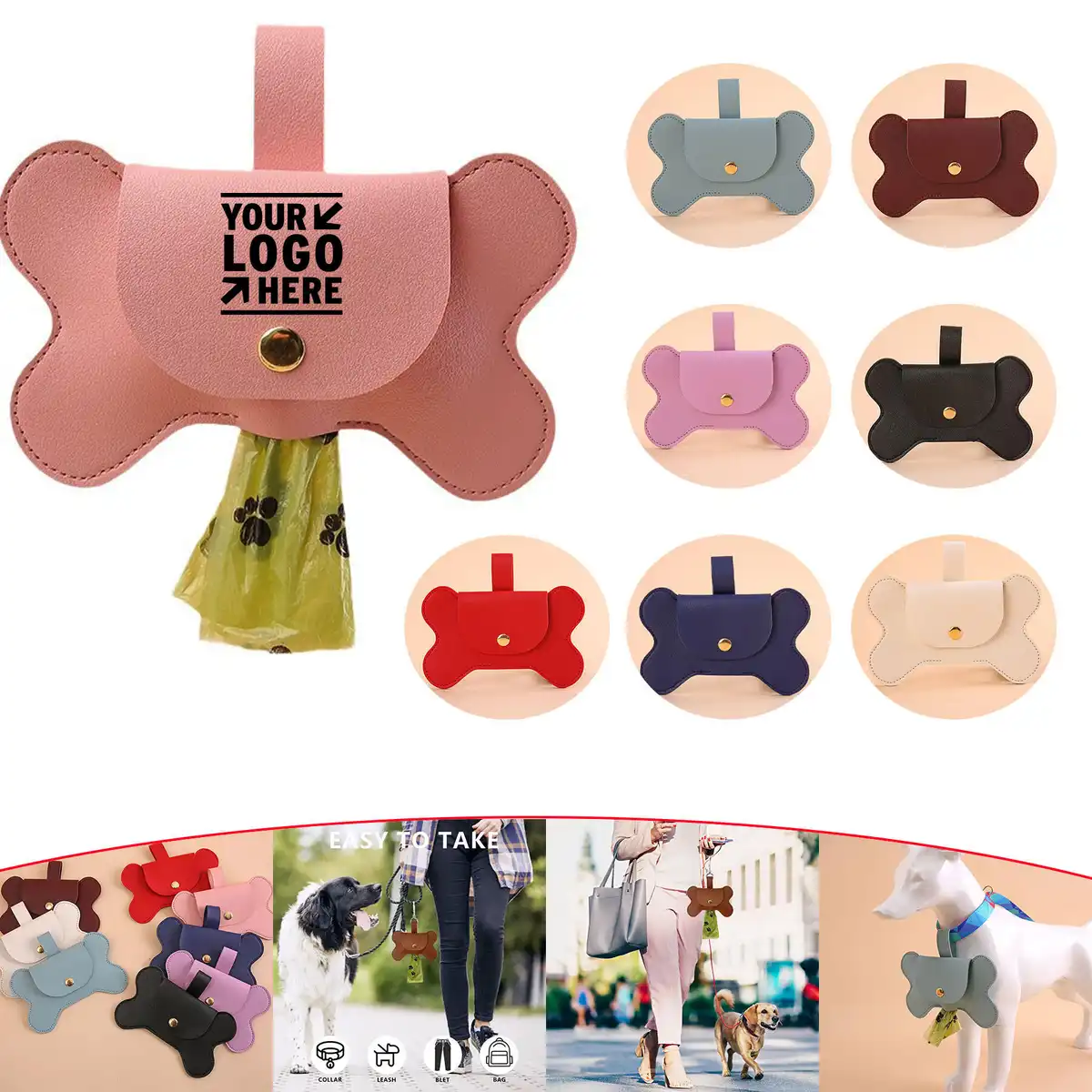 Leather Poop Bag Dispenser Clip