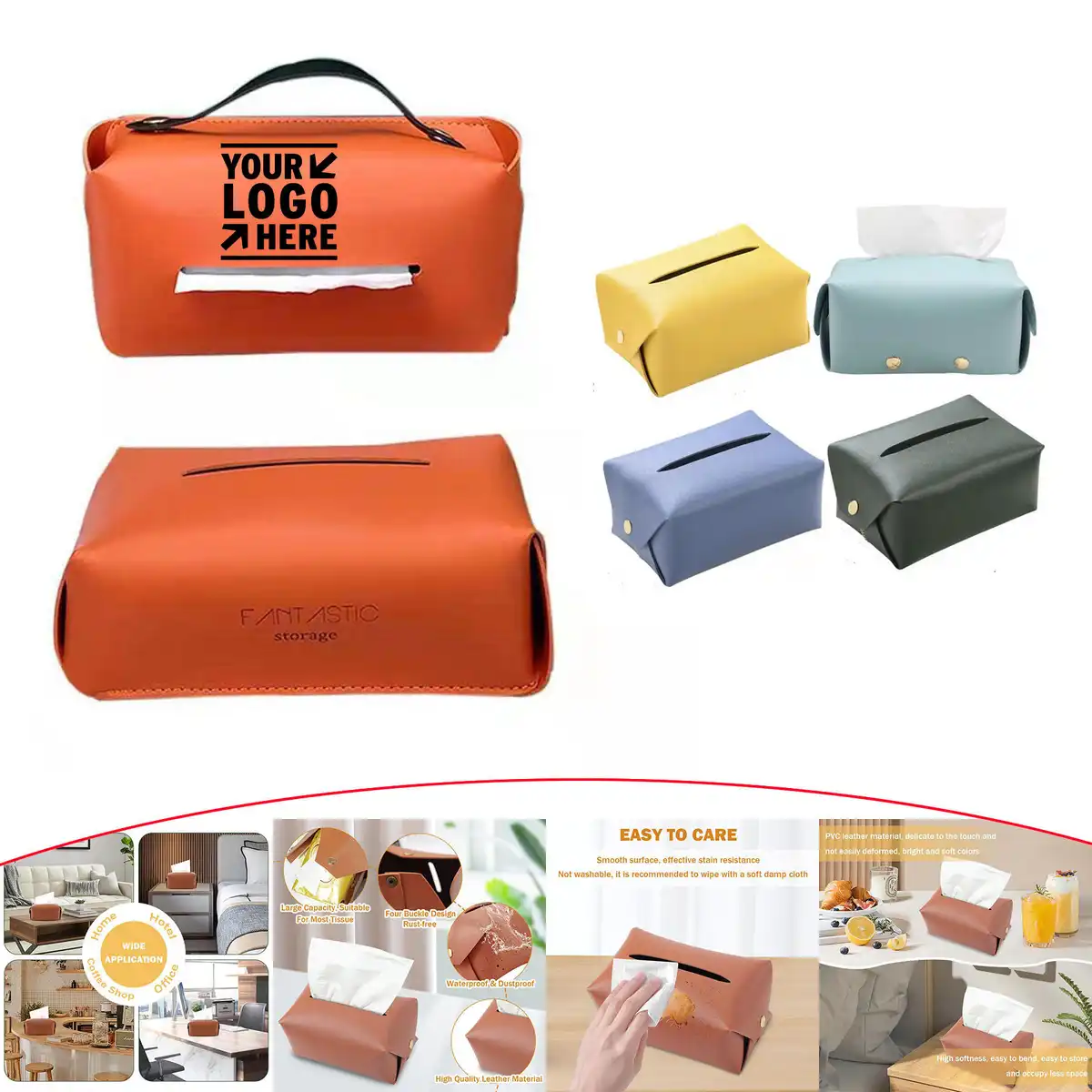 Premium Leather Tissue Box Cover