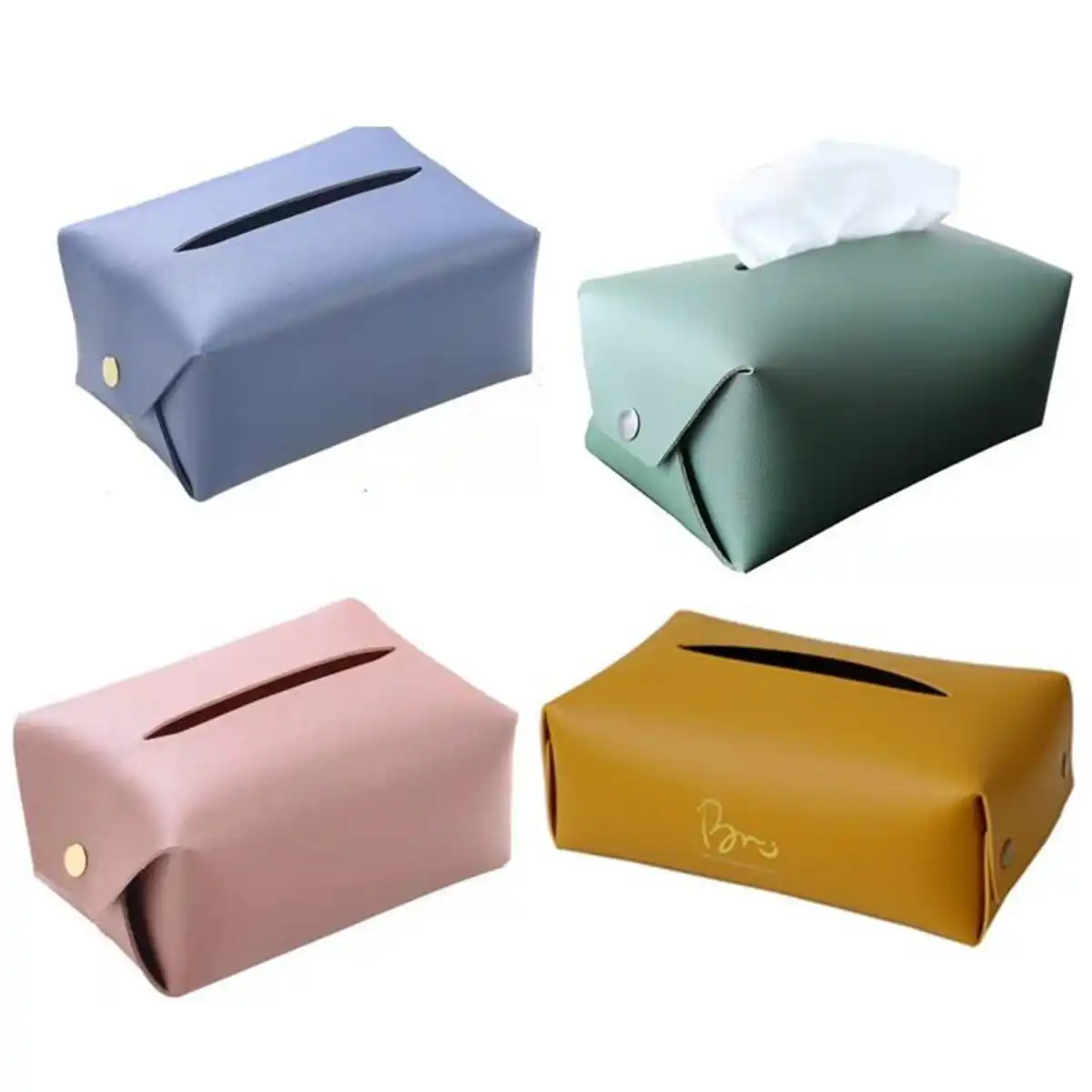 Premium Leather Tissue Box Cover alternate product angle