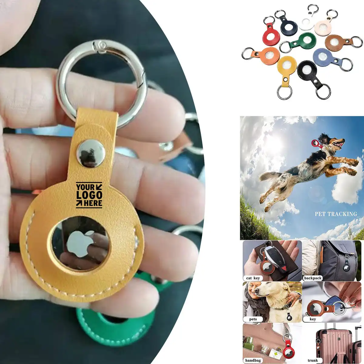 Leather Airtag Holder Keychain
