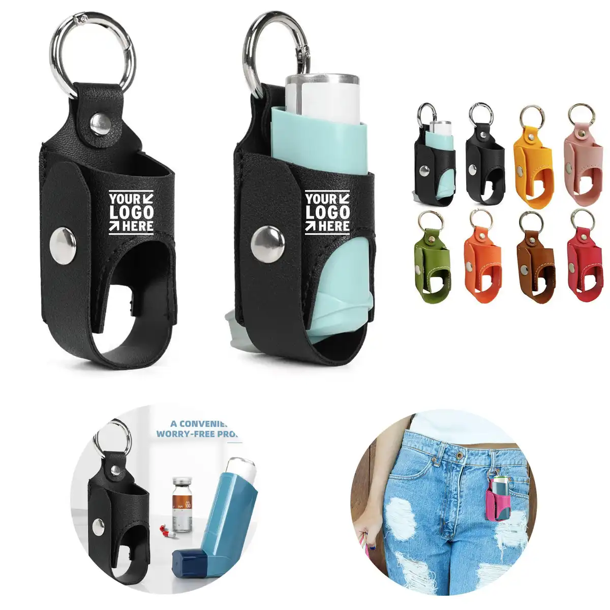 Magnetic PU Leather Inhaler Keychain Pouch