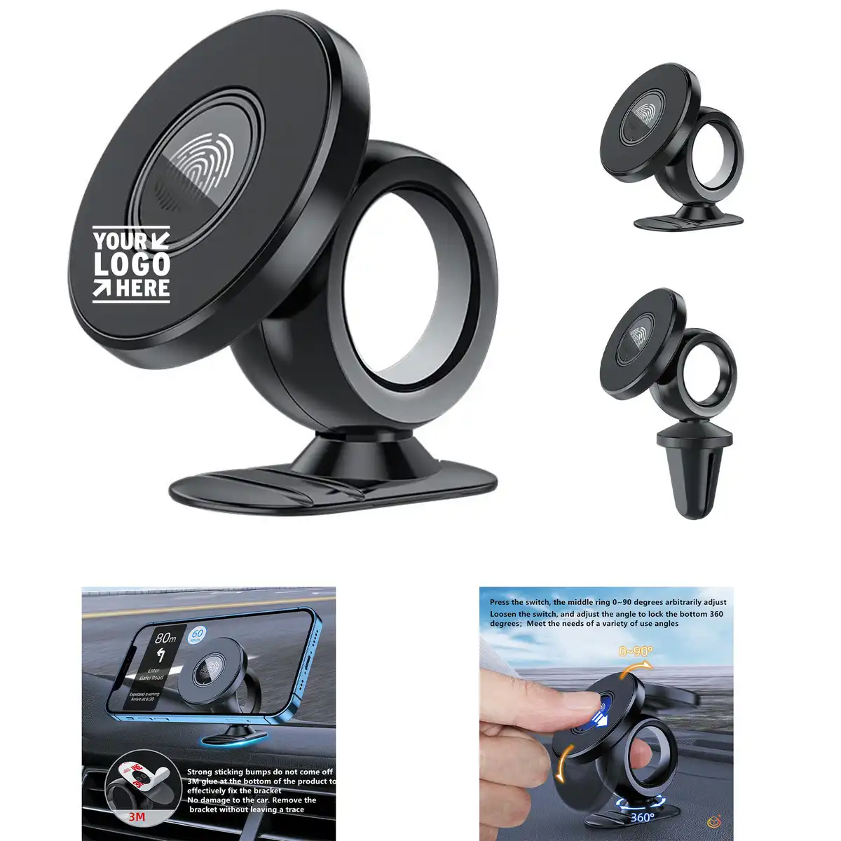 Magnetic Car Phone Mount Strong Grip