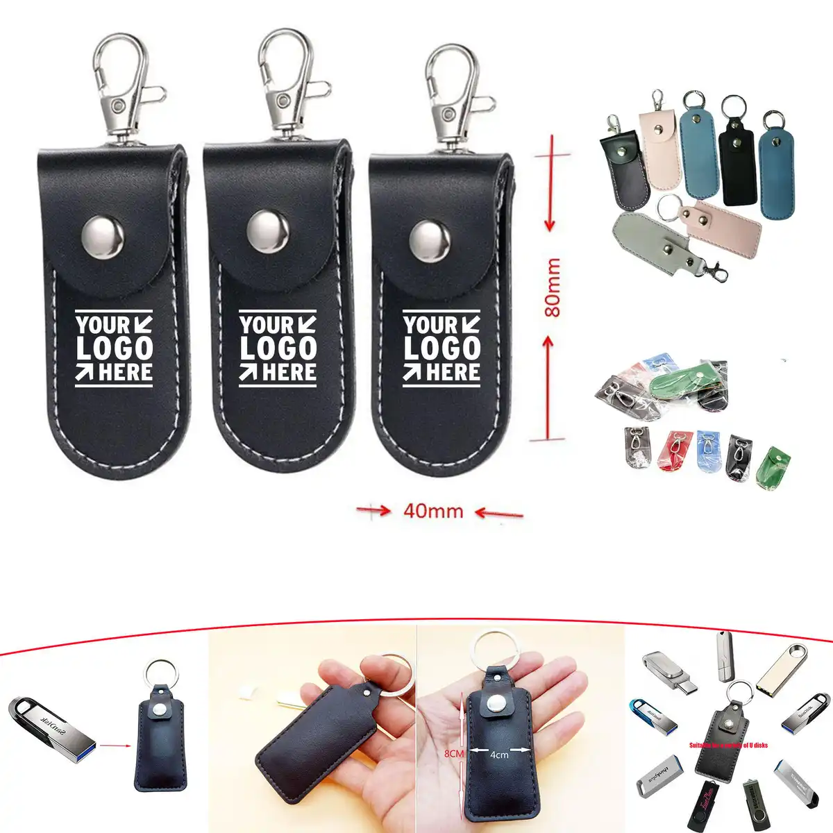 PU Leather USB Drive Holder