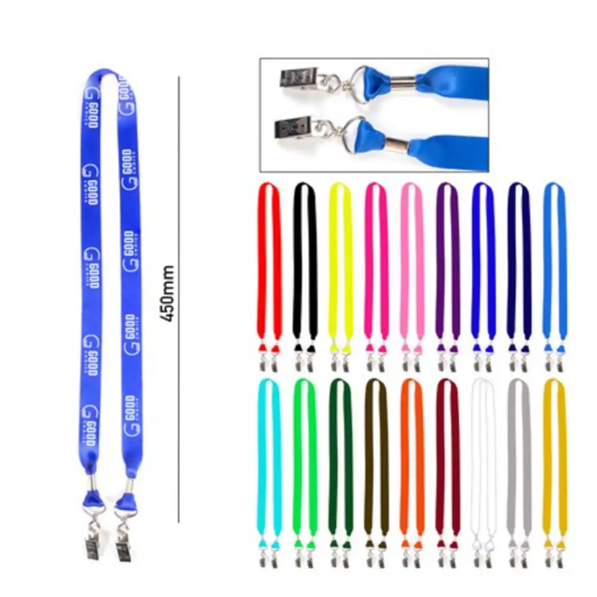 Full Color Lanyard Dual Bulldog Clips