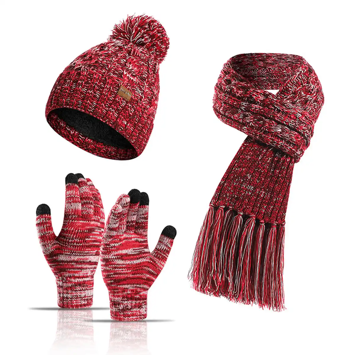 Warm Winter Knit Hat Scarf Gloves additional product view