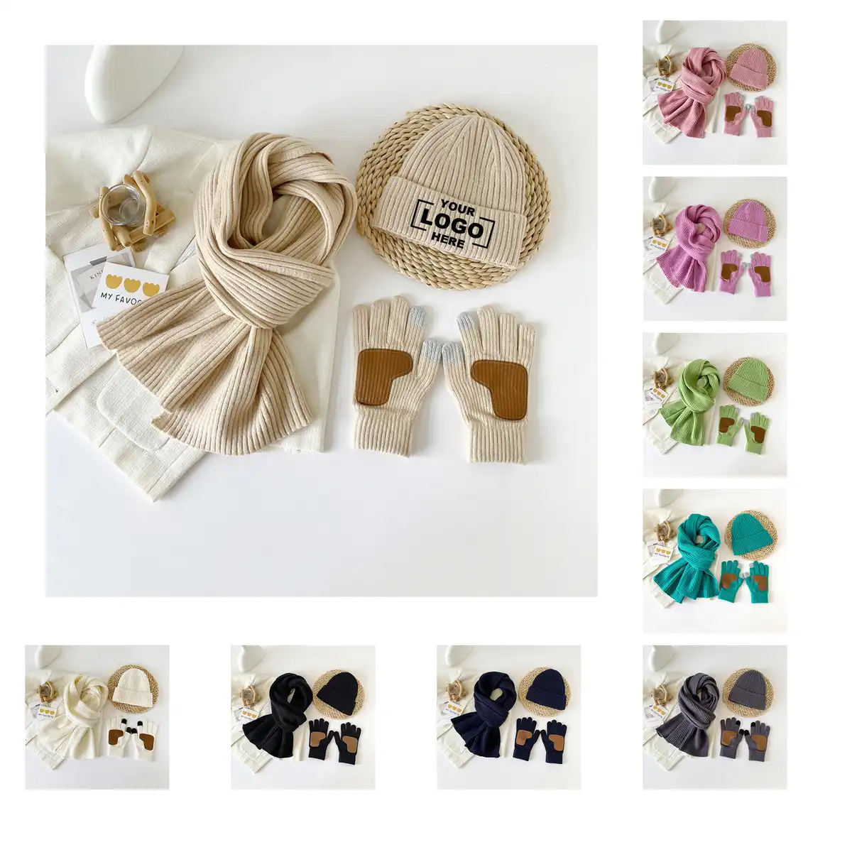 Insulated Winter Knit Hat Scarf Gloves