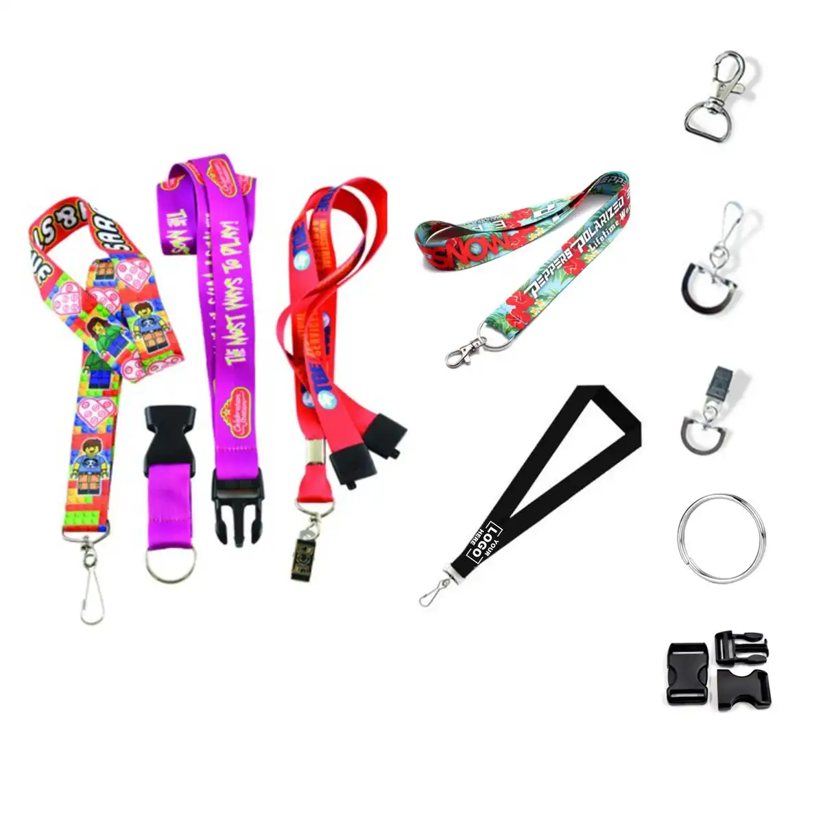 Vibrant Polyester Lanyards with Attachments
