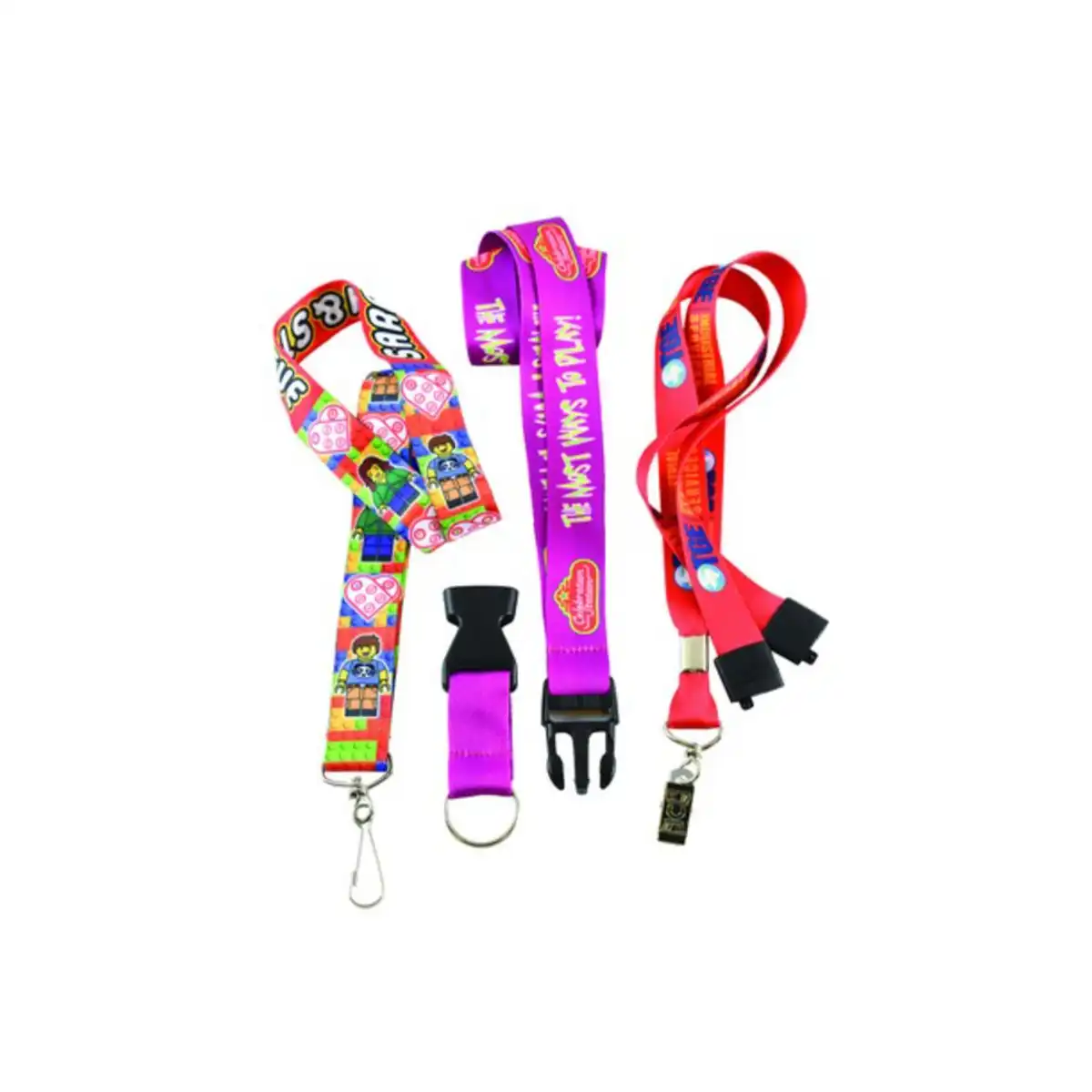 Vibrant Polyester Lanyards with Attachments alternate product angle