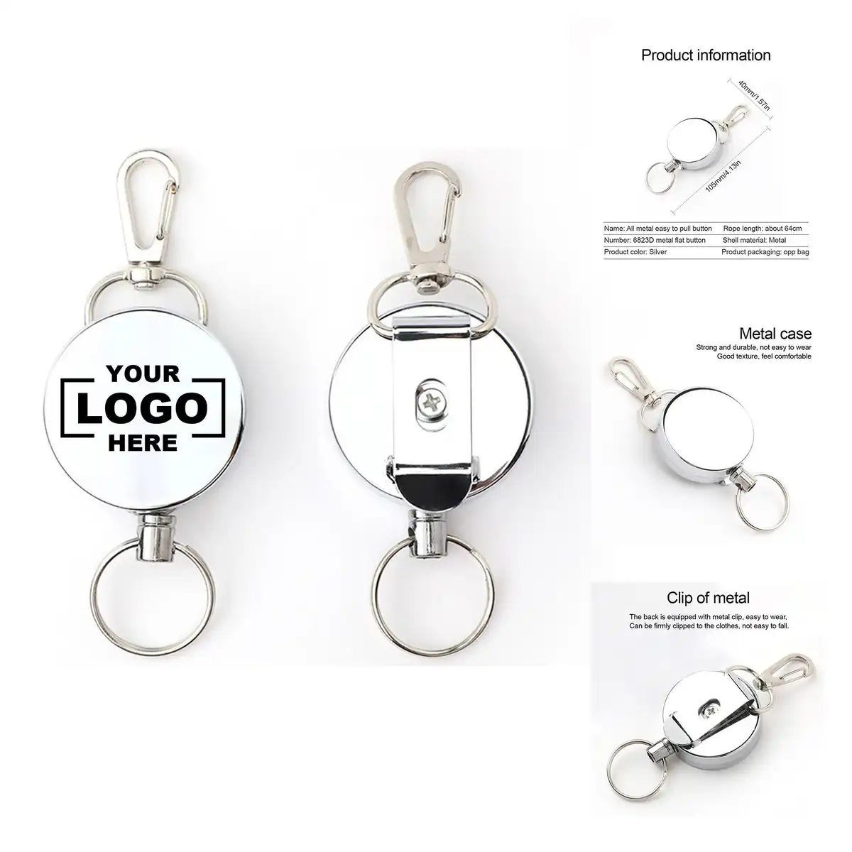 Rugged Metal Badge Reel Retractable Clip