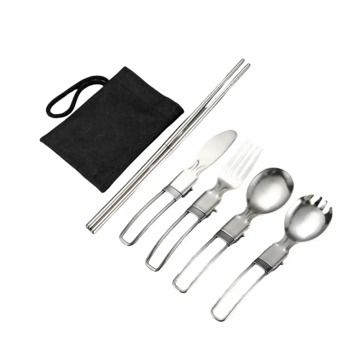 Portable Stainless Steel Foldable Cutlery Set product detail view