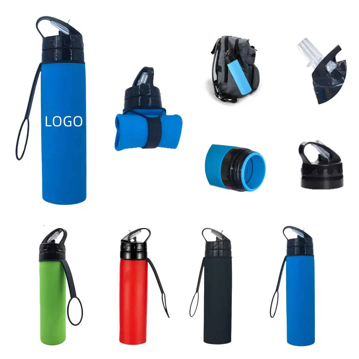 Folding Leak Proof Silicone Water Bottle
