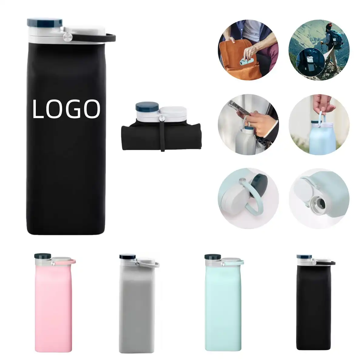 Collapsible 21oz BPA Free Silicone Bottle