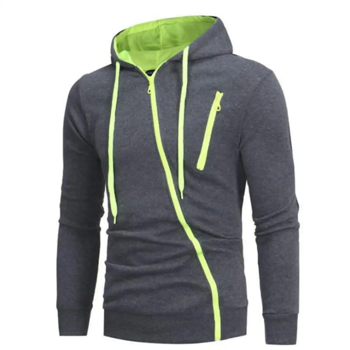 Diagonal Zipper Hoodie product detail view