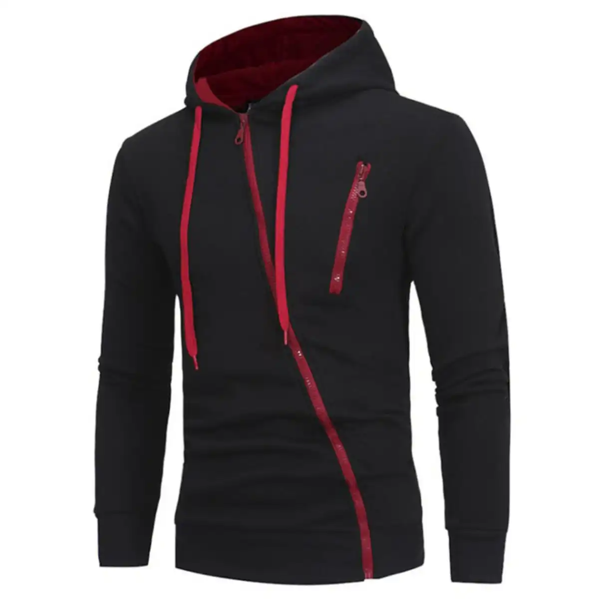 Diagonal Zipper Hoodie alternate product angle