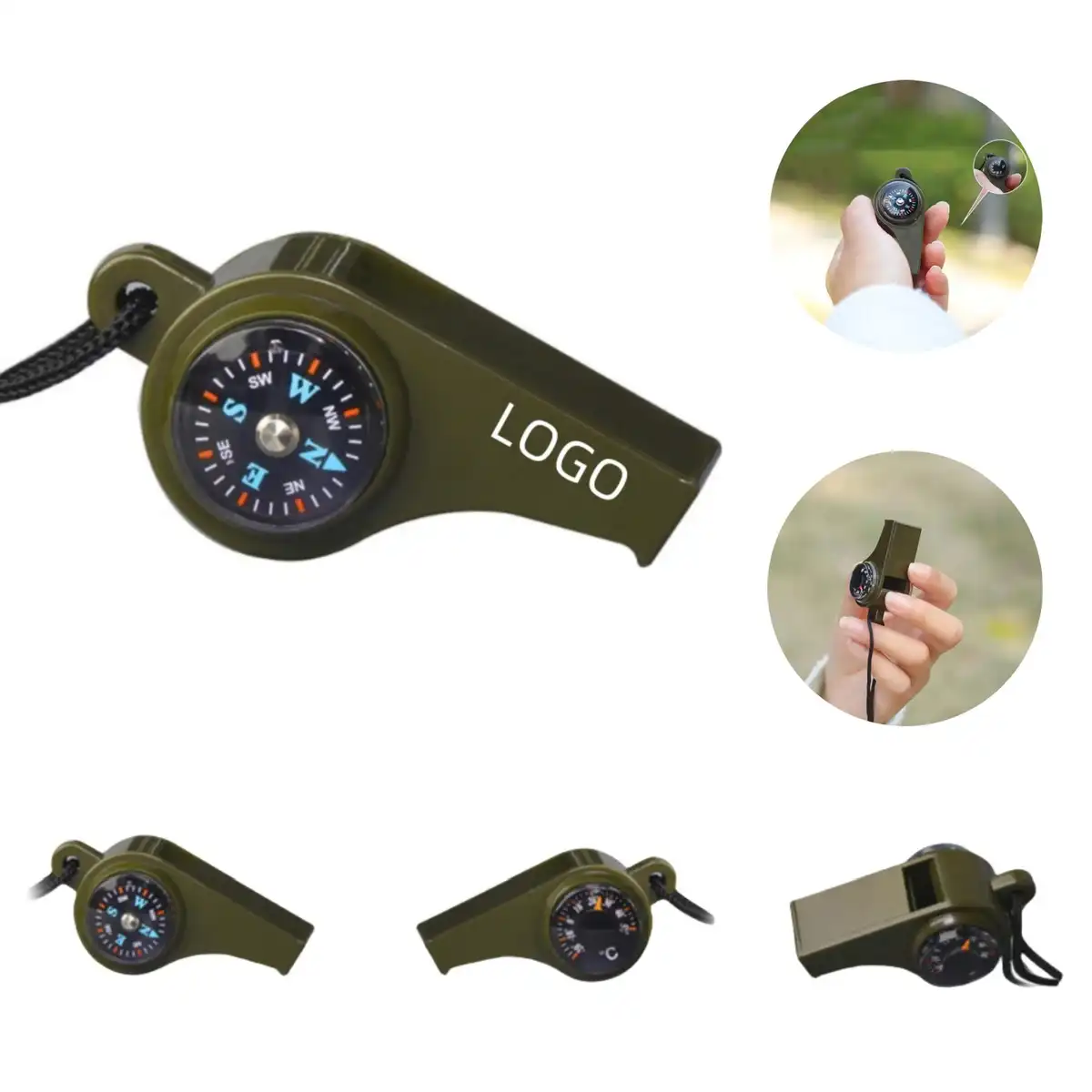 3-in-1 Emergency Whistle Compass Thermometer