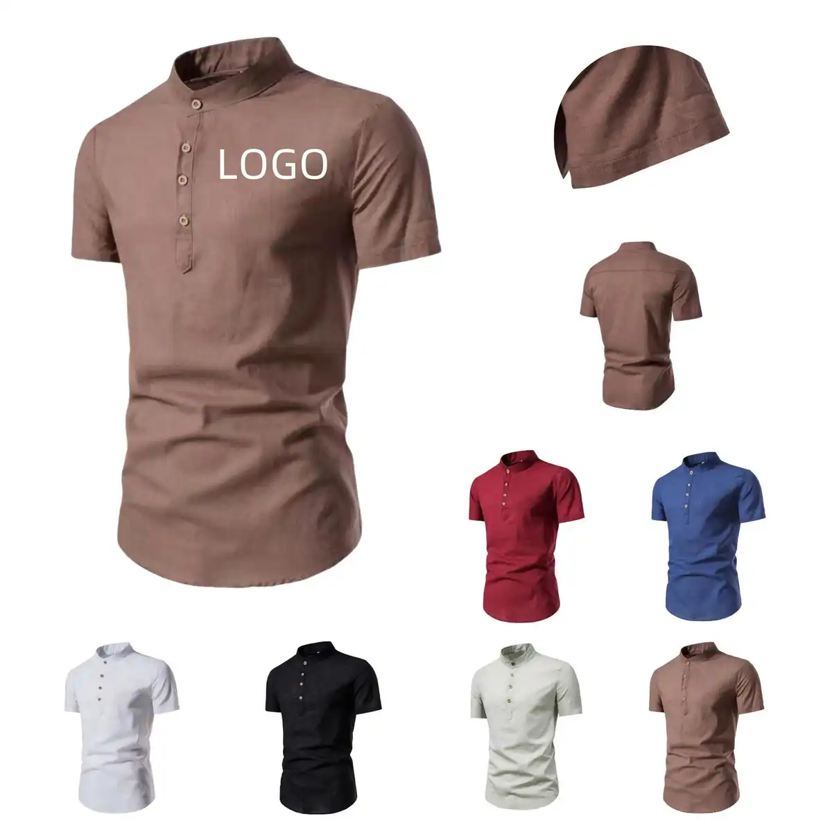 Men's Breathable Linen Blend Short Sleeve Shirt