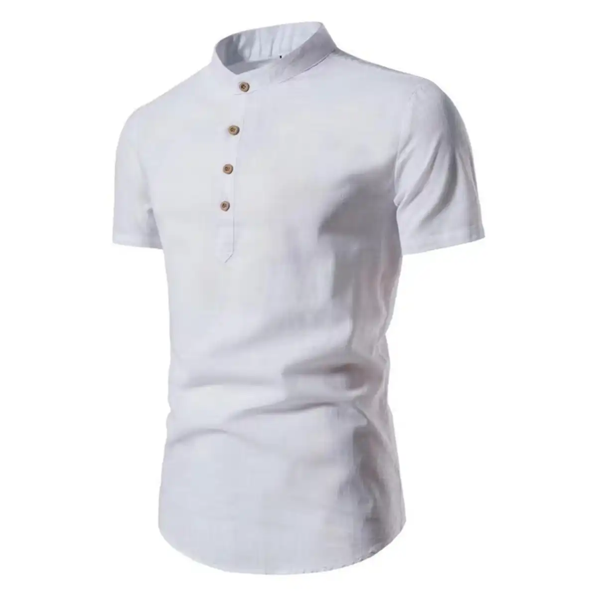 Men's Breathable Linen Blend Short Sleeve Shirt alternate product angle