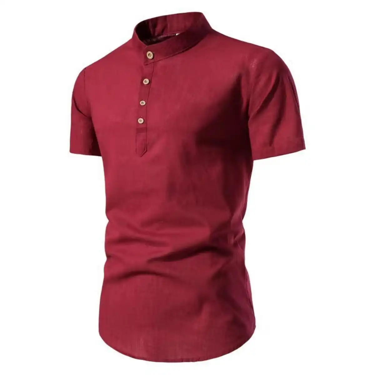 Men's Breathable Linen Blend Short Sleeve Shirt custom logo imprint view