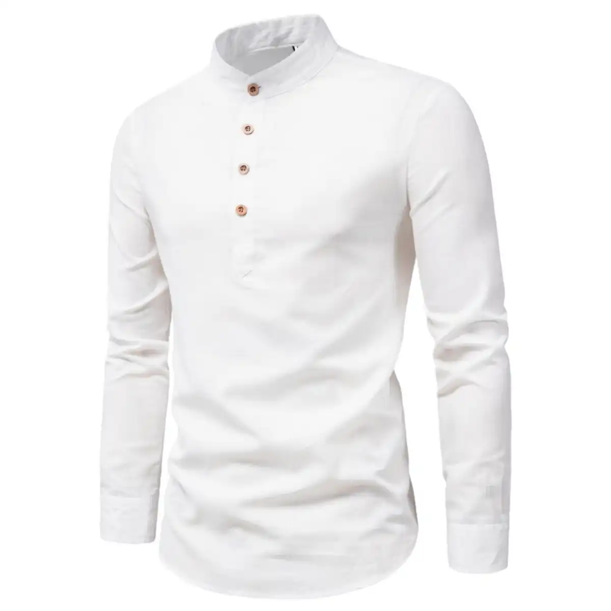 Men's Breathable Cotton Linen Shirt custom logo imprint view