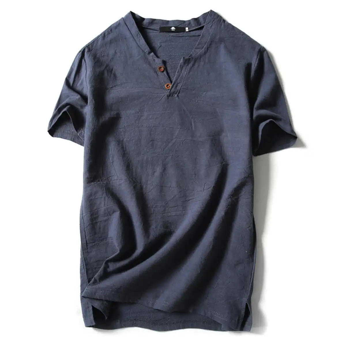 Linen Short Sleeve Casual Shirt custom logo imprint view