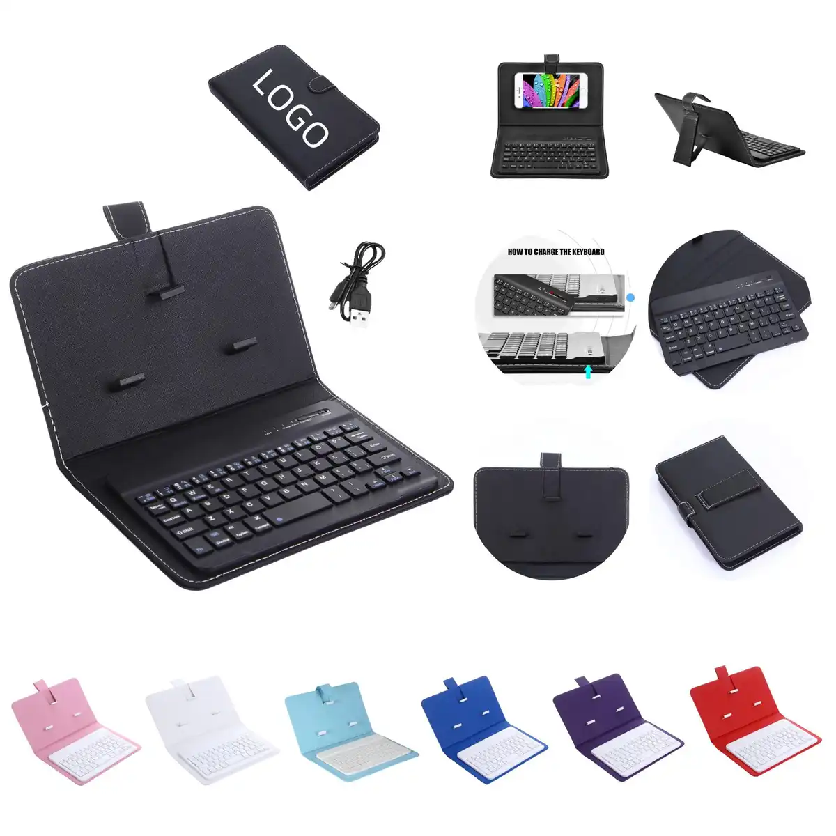 Leather Bluetooth Keyboard Folio