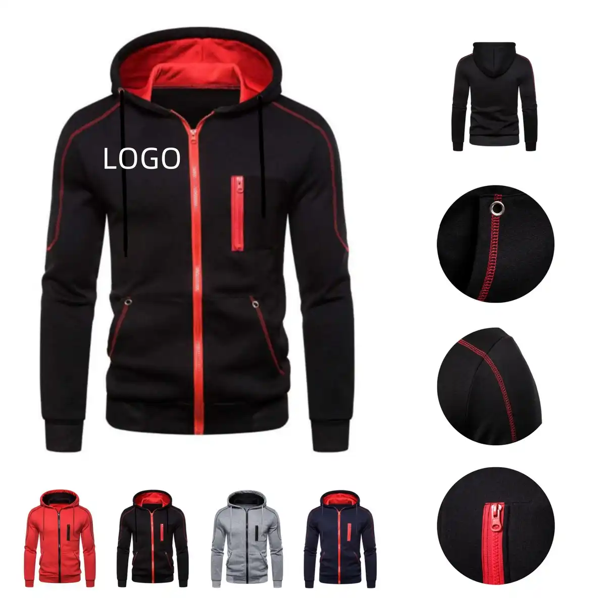 Athletic Full Zip Hoodie Sweatshirt