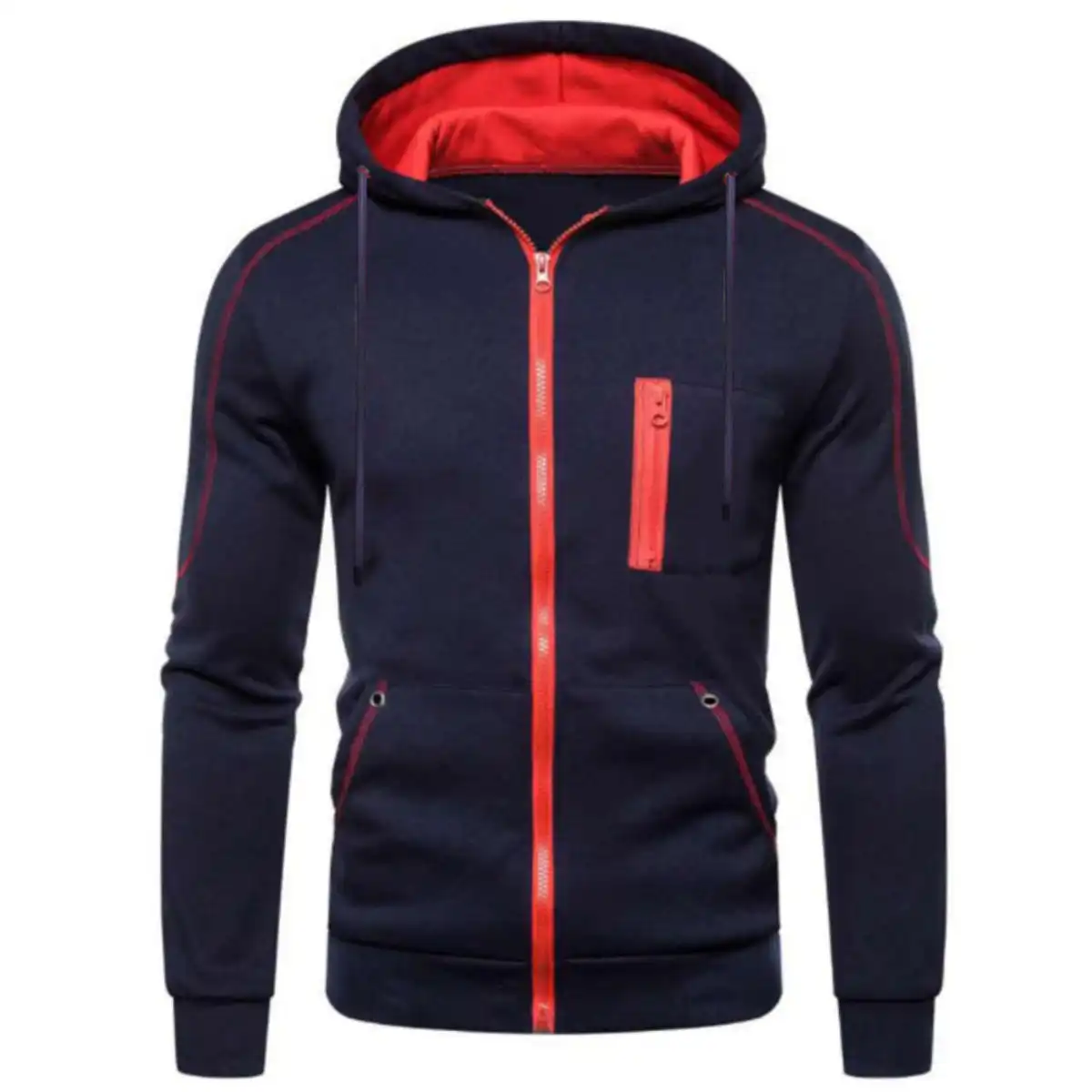 Athletic Full Zip Hoodie Sweatshirt product close-up