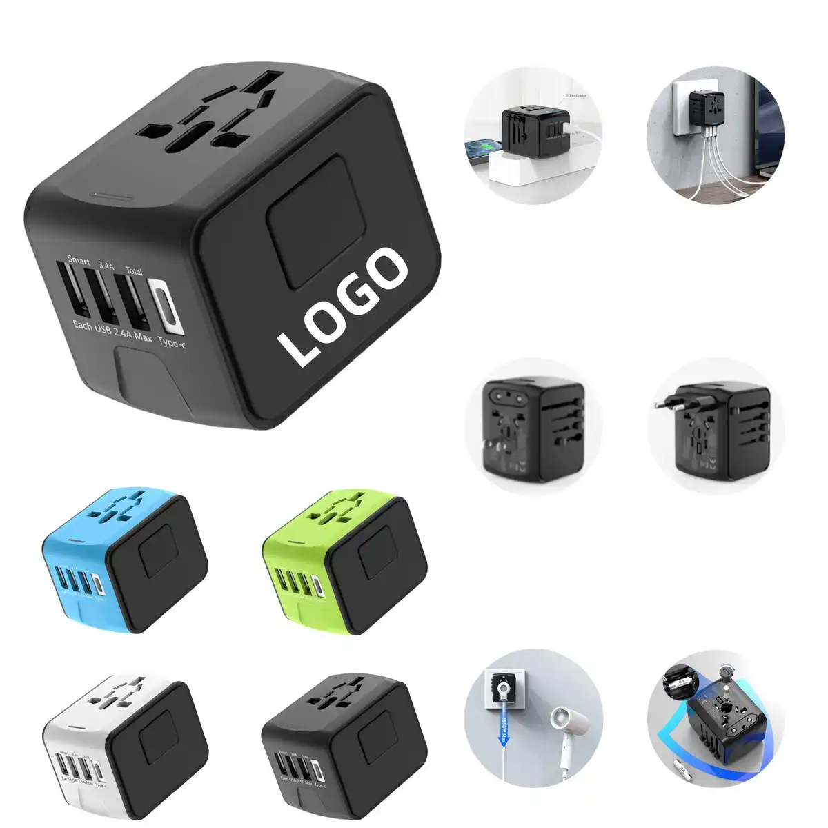 Global Plug Adapter with USB Ports