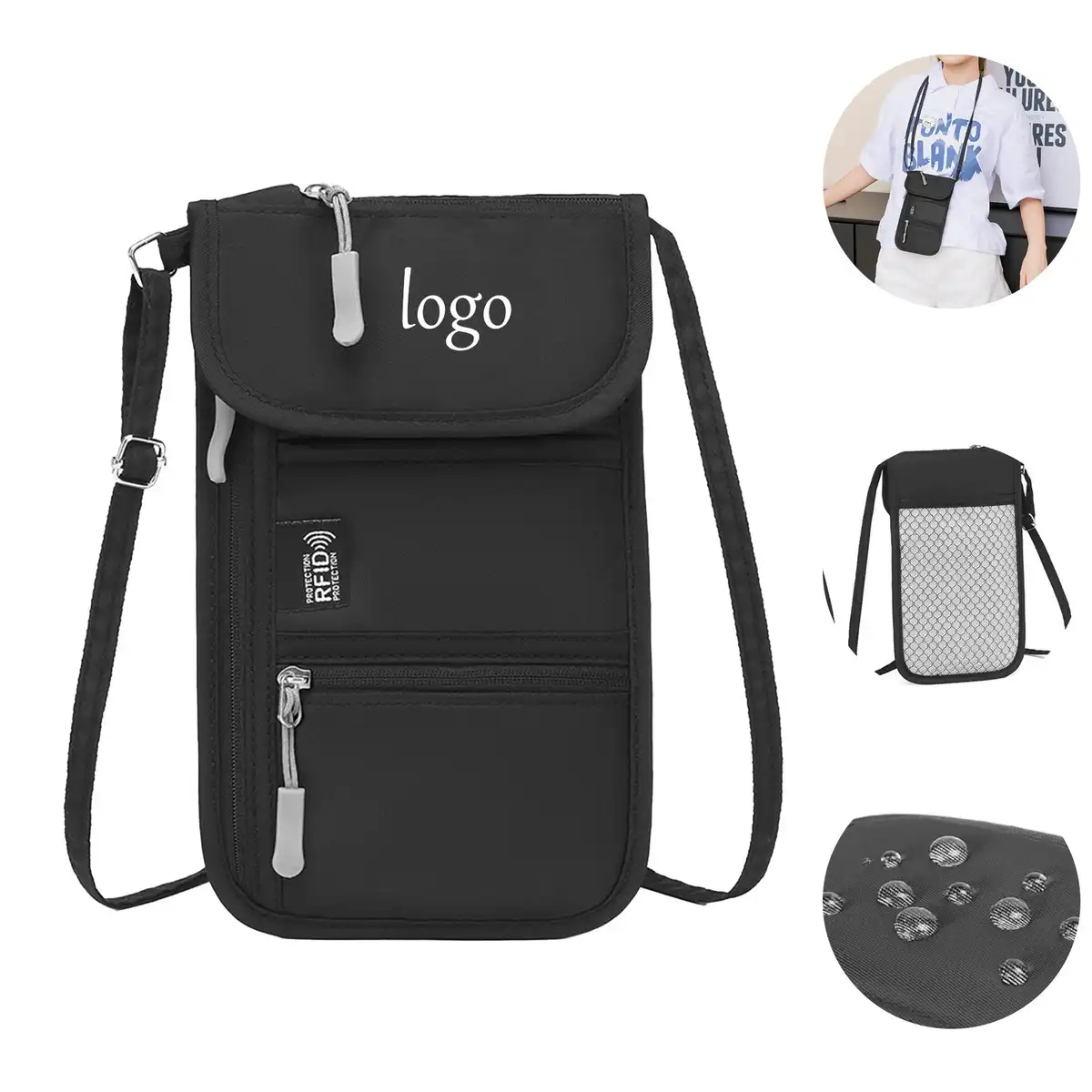 RFID Blocking Travel Wallet Neck Strap