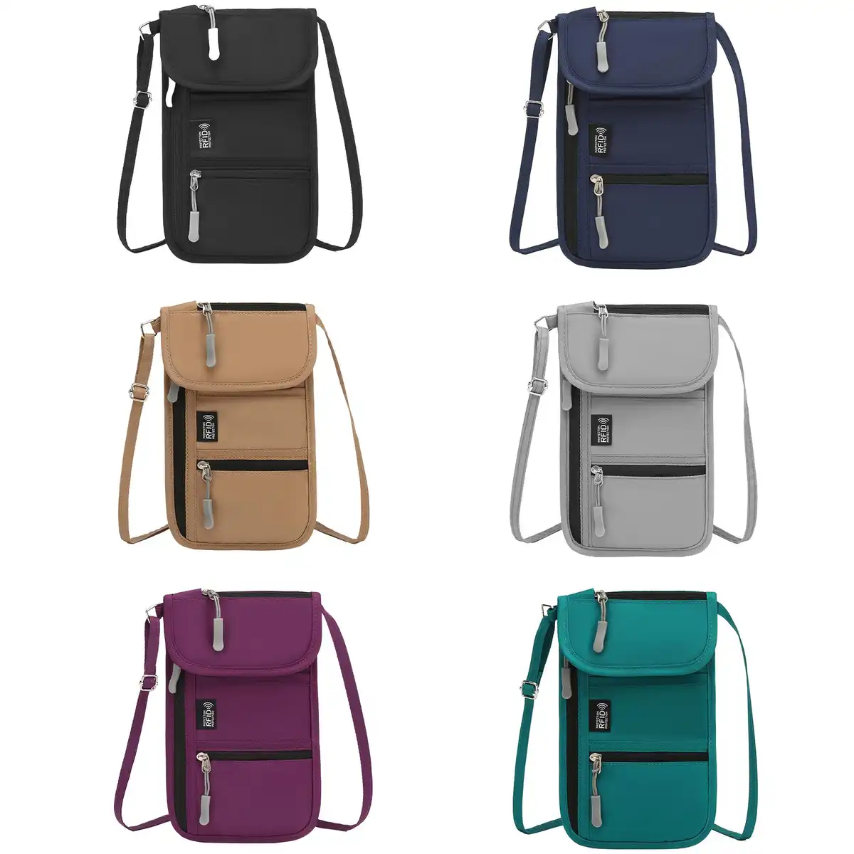 RFID Blocking Travel Wallet Neck Strap alternate product angle