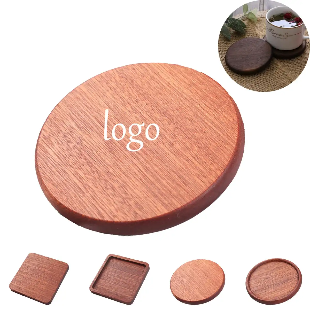 Beech Wood Coasters Set of 4