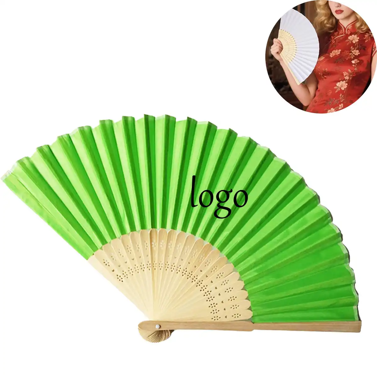 Bamboo Cloth Folding Fan