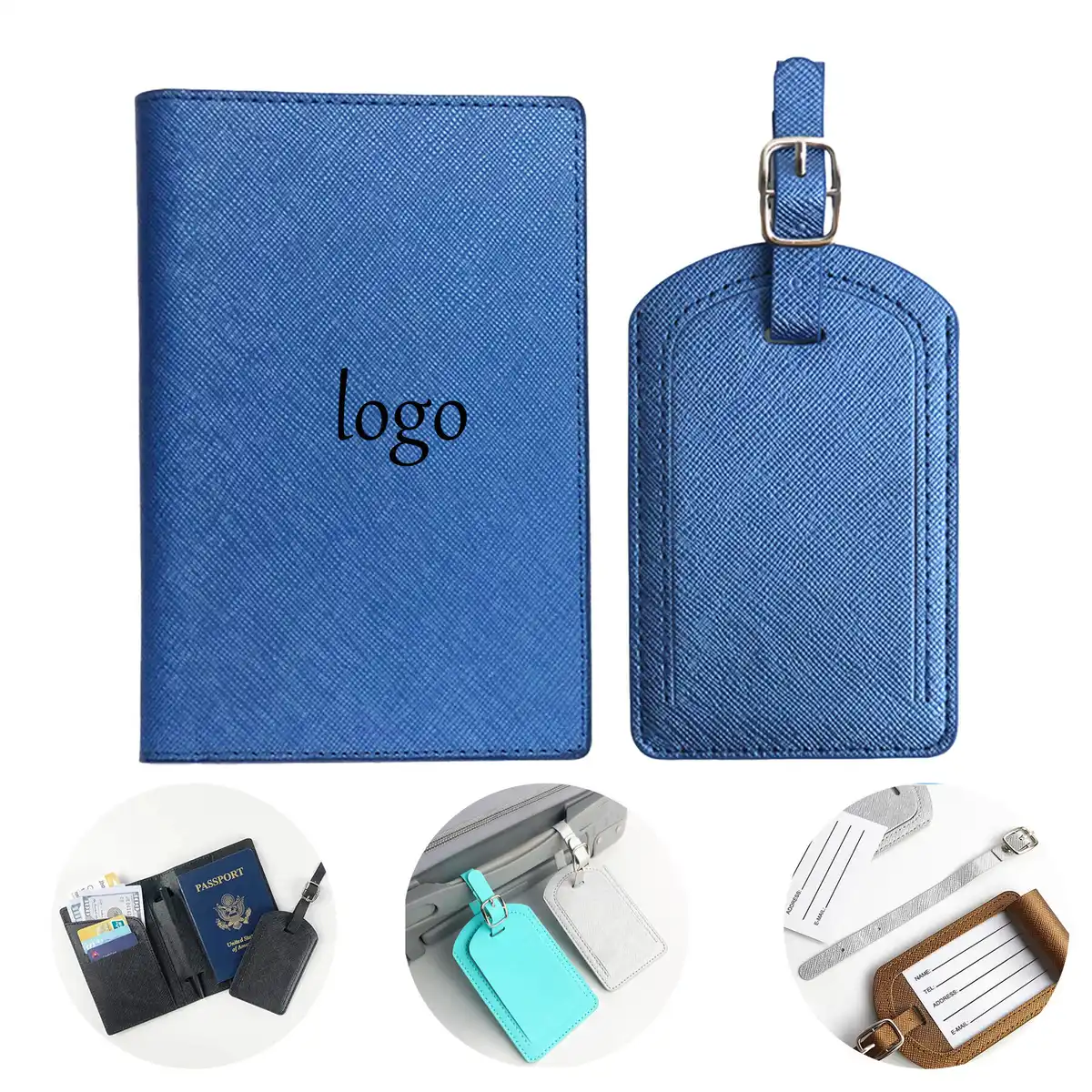 Slim PU Leather Passport Travel Set