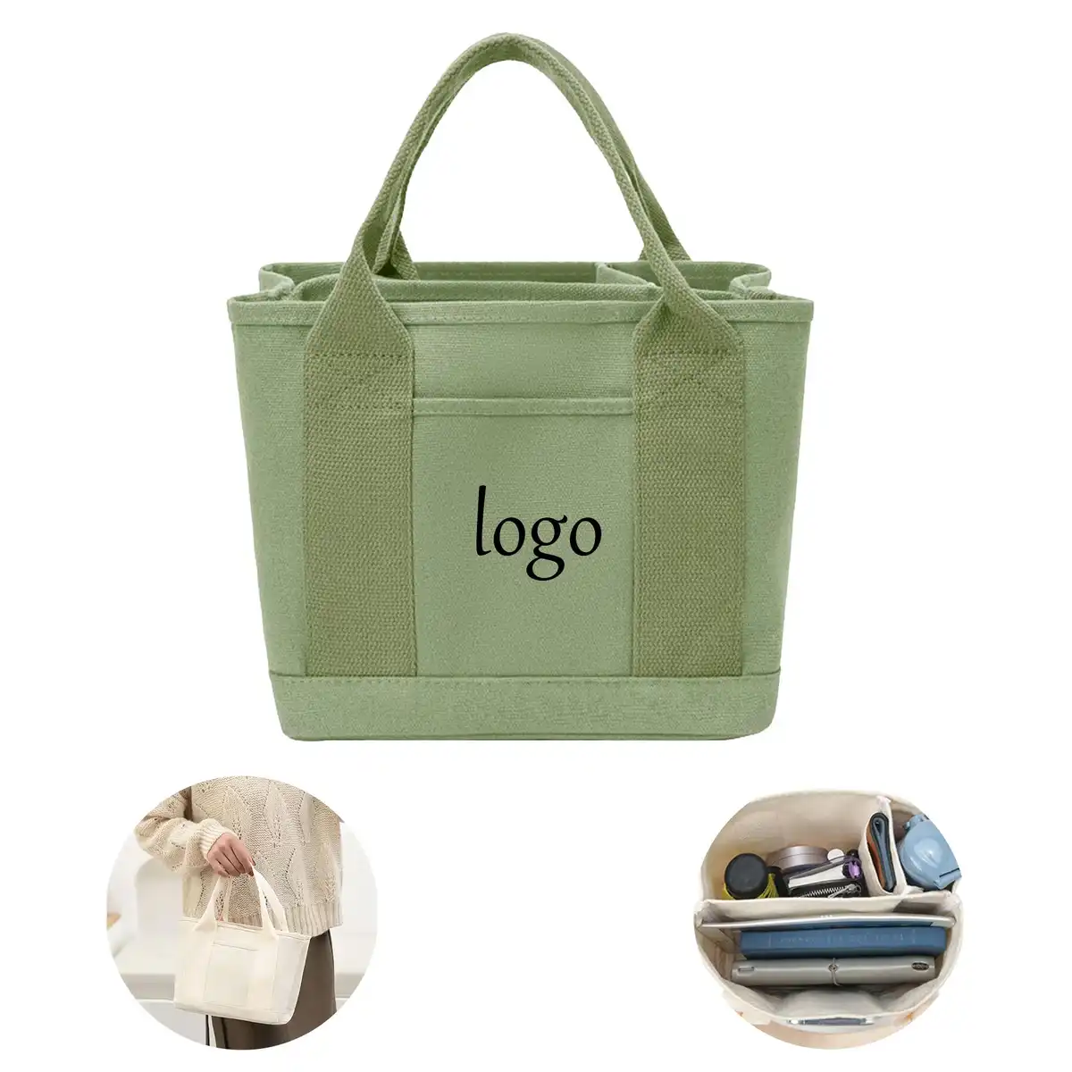 Durable Canvas Tote with Pockets