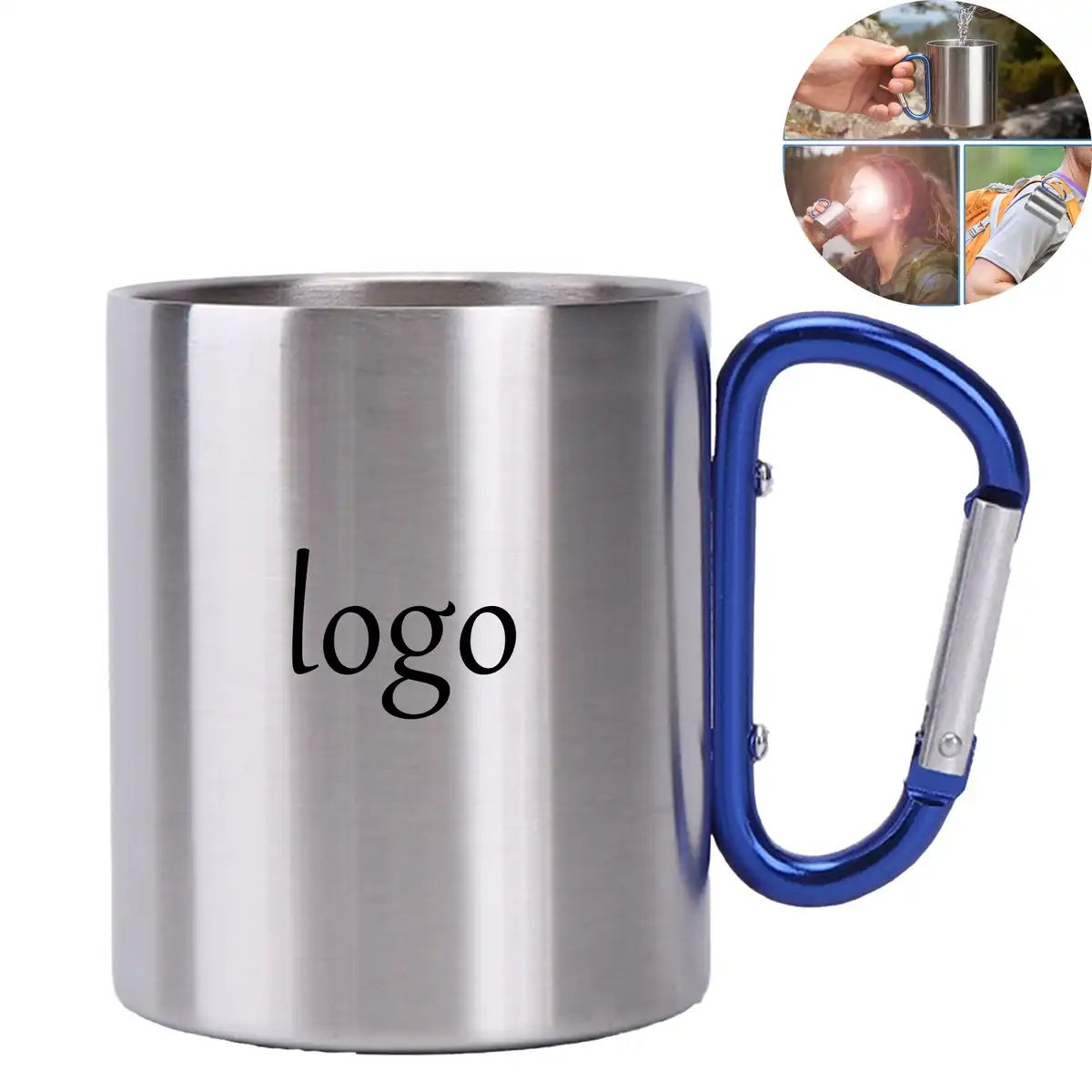 Stainless Steel Camping Cup with Carabiner