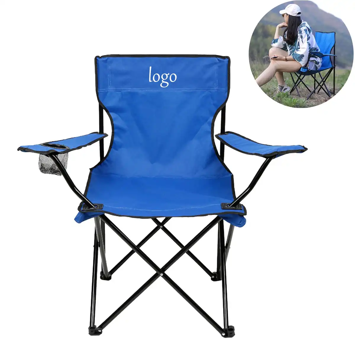 Durable Folding Beach Chair with Cup Holder