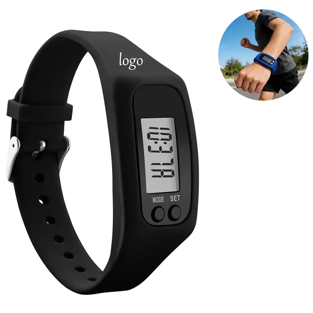 Silicone Fitness Pedometer Watch