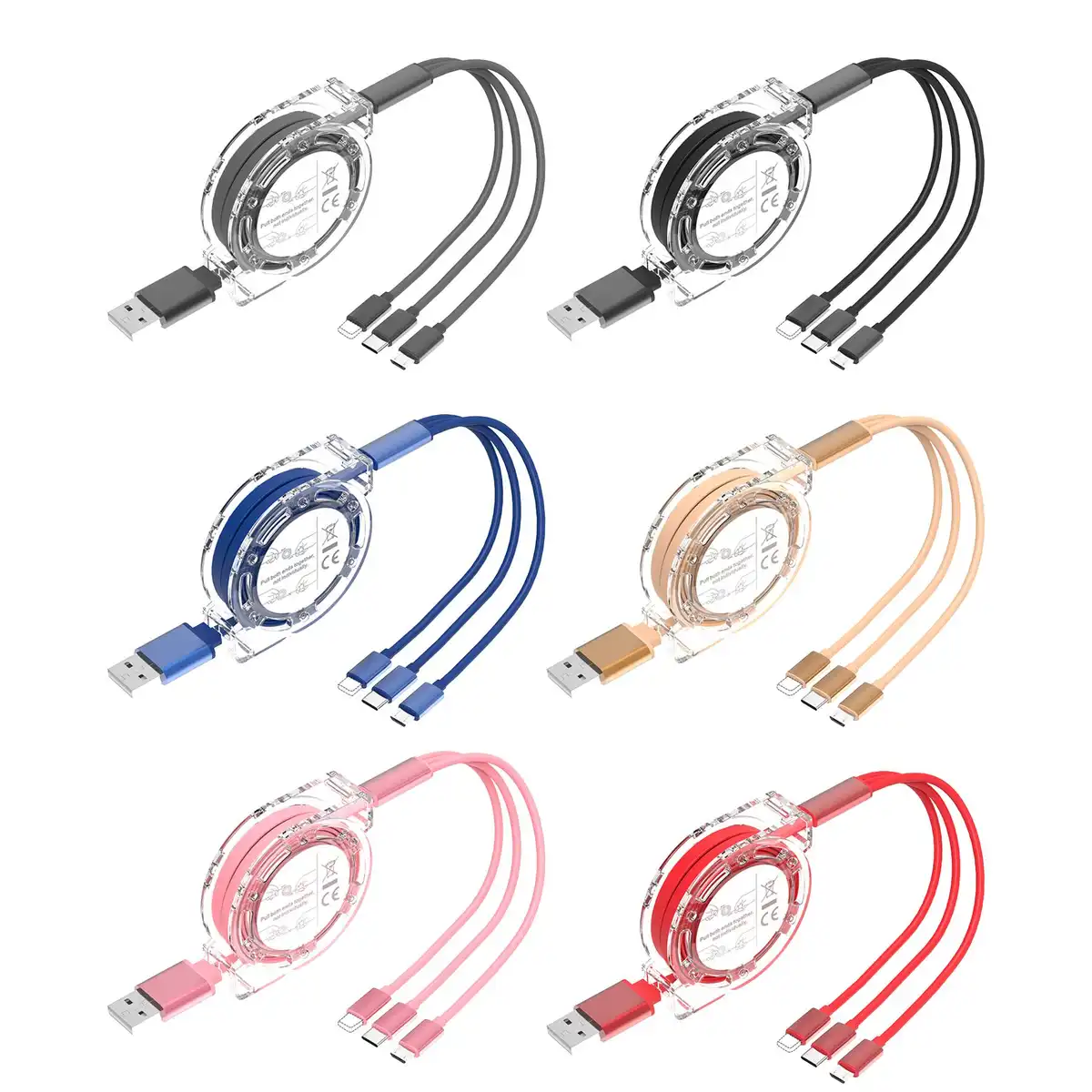 3 in 1 Retractable Charging Cable alternate product angle
