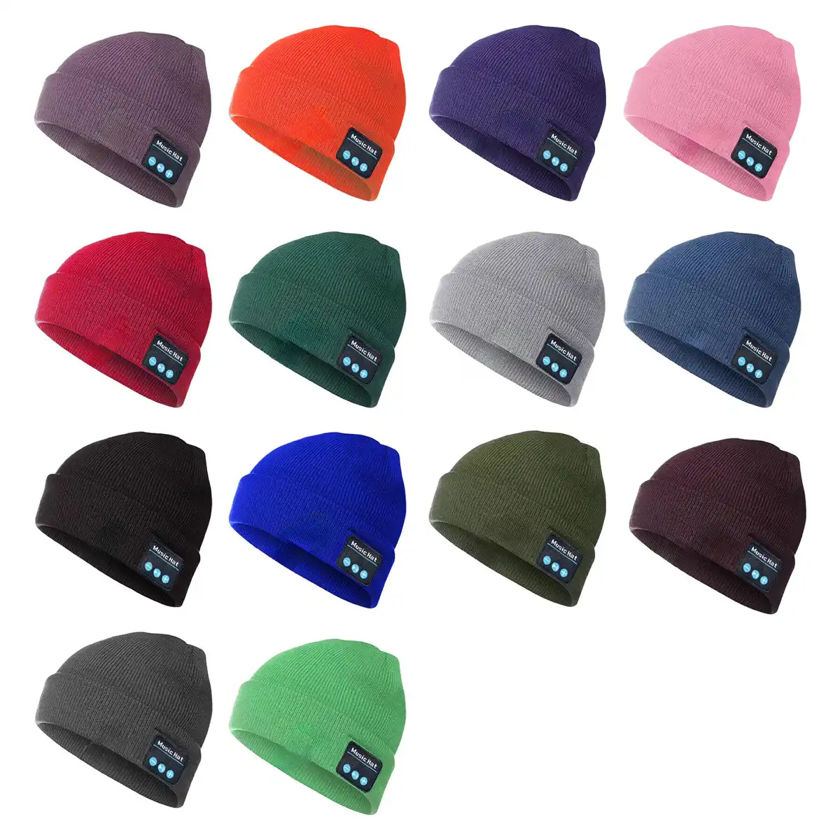 Bluetooth Beanie Hat Headphones alternate product angle