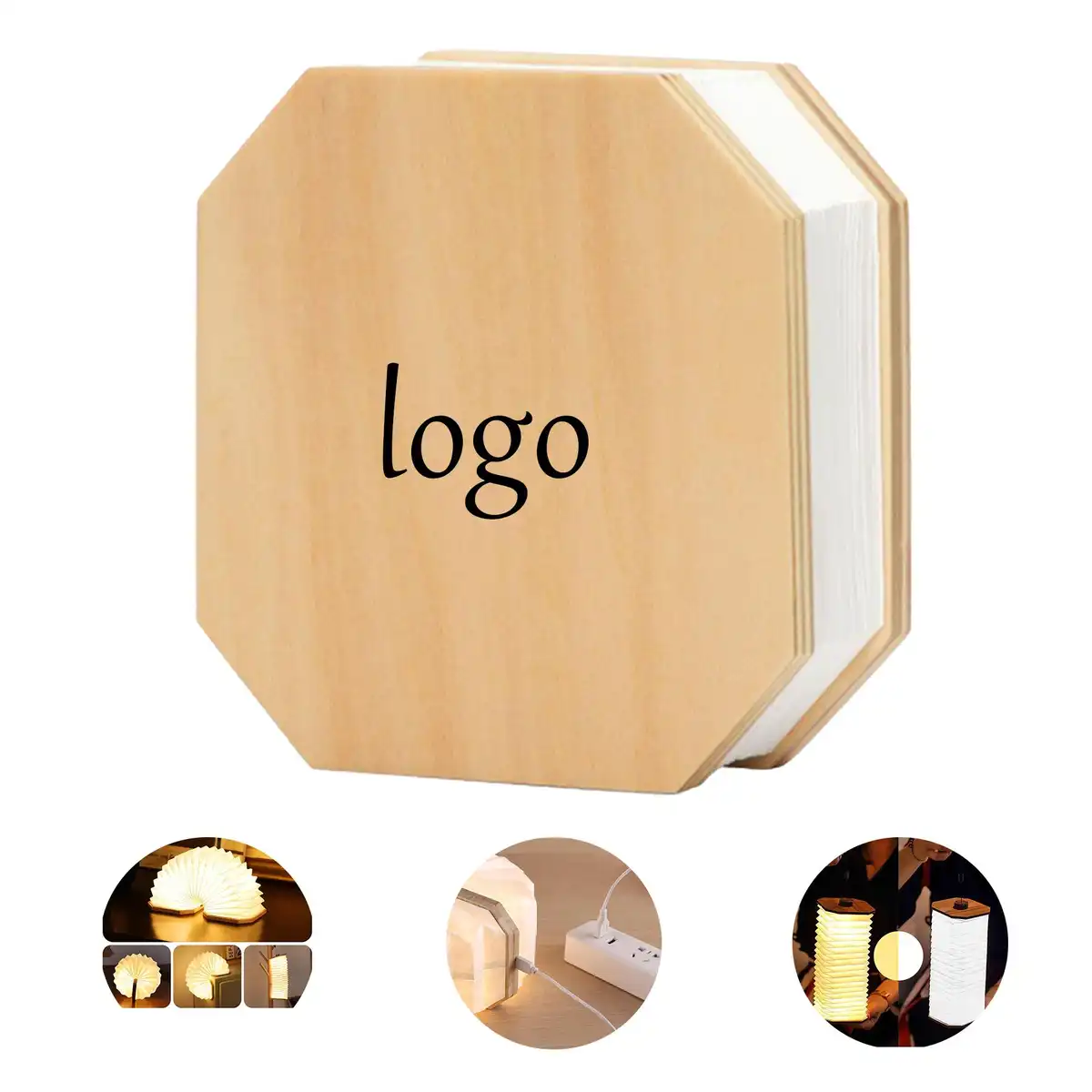 Wooden LED Book Lamp Foldable