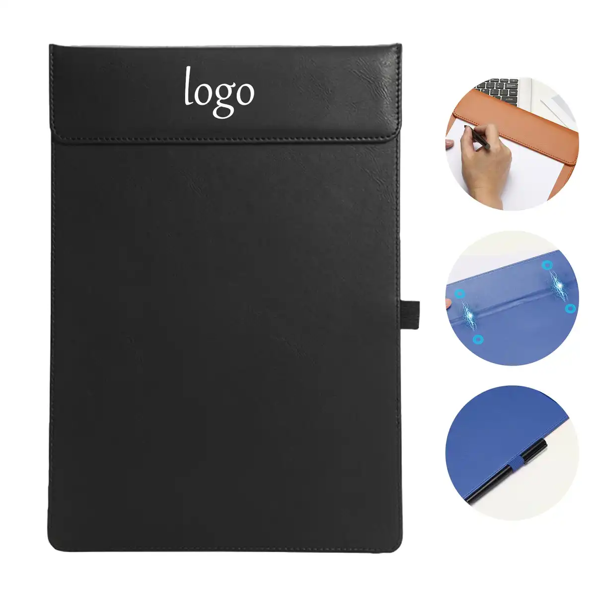 Magnetic Leather Clipboard with Pen Holder