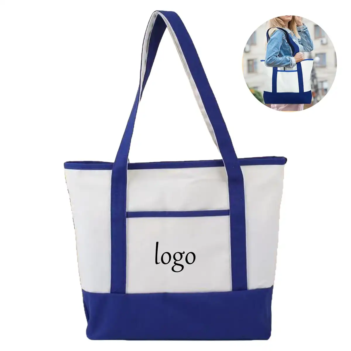 Heavy Duty Canvas Tote with Pockets